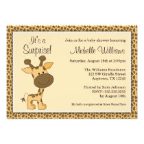Cute Brown Giraffe Gender Neutral Baby Shower invitations