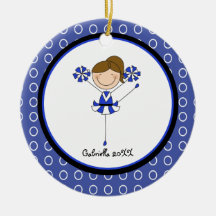 Cute Brown Haired Cheerleader Christmas Ornament