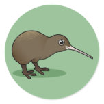 Cute Brown Kiwi from New Zealand Round Stickers
