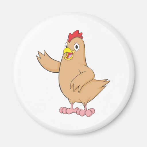 Cute Brown Mother Hen Waving Wings Hi Hello Welcom Magnets