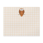 Cute Brown Owl, Beige Check Background. Full Color Flyer