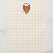 Cute Brown Owl, Beige Check Background. Custom Flyer