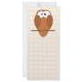 Cute Brown Owl, Beige Check Background. Personalized Rack Card