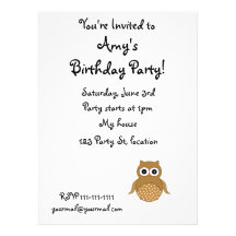 Cute brown owl invites