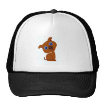 Cute brown puppy with big blue eyes trucker hats