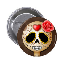 Cute Brown Sugar Skull Pin