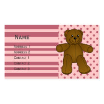 Cute brown teddy bear business card templates