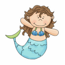 Cute Brunette Mermaid Girl Fish Design Photo Cutouts