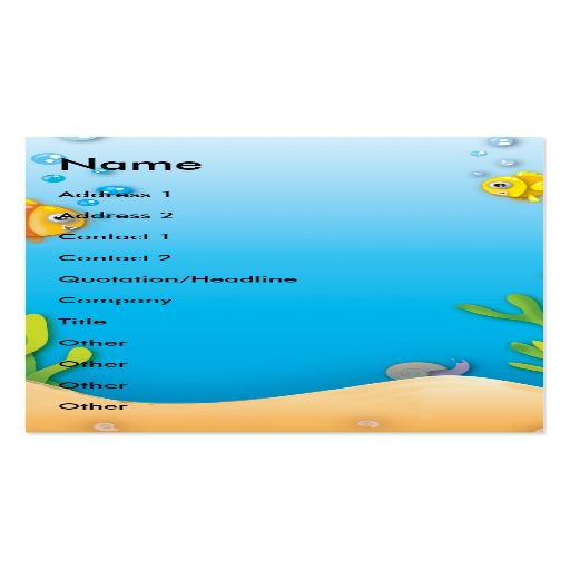 cute bubble fish underwater scene business cards