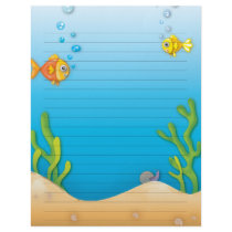 cute bubble fish underwater scene customized letterhead