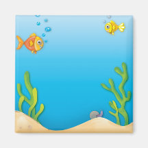 cute bubble fish underwater scene magnets