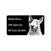 Cute Bull Terrier dog art Labels