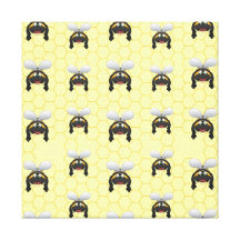 Cute Bumble Bee Pattern Stretched Canvas Print