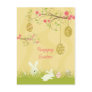 Cute bunnies & egg tree easter postcard