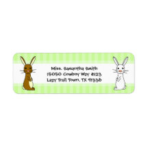 Cute Bunnies Green Stripe Return Address Labels