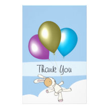 Cute Bunny and Balloons, Customisable Name Gifts Stationery Paper