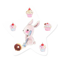 Cute bunny and kawaii cupcakes stickers