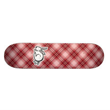 Cute Bunny; Red Plaid Custom Skate Board