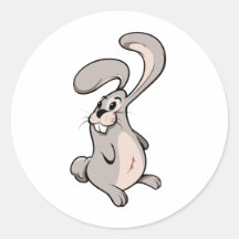 Cute Bunny Standing Up Right Round Sticker