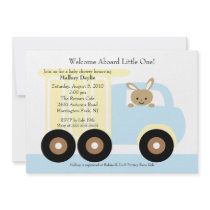 Cute Bunny Truck Boy Baby Shower Invitation