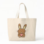 Cute Bunny with Heart Tote Bags