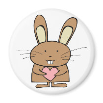 Cute Bunny with Heart Magnets