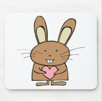 Cute Bunny with Heart Mouse Pad