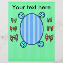 Cute butterflies on light green and blue stripes flyers