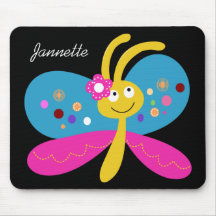 Cute Butterfly Add Name Mousepad