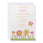 Cute butterfly flowers birthday party invitation