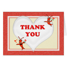 Cute Cajun Crawfish (Lobster) Heart Thank You Card