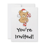 Cute Candy Cane Teddy Bear Invite