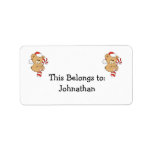 Cute Candy Cane Teddy Bear Personalized Address Label
