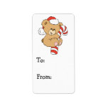 Cute Candy Cane Teddy Bear Personalized Address Labels