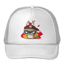 Cute cap pirate raccoon cartoon character hat