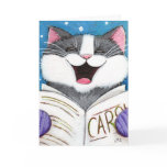Cute Carol Singing Cat Christmas Card