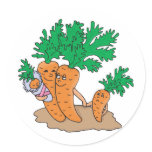 cute carrot cartoon family round sticker