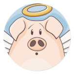 Cute Cartoon Angel Pig Round Stickers