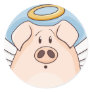 Cute Cartoon Angel Pig Round Stickers