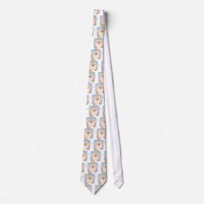 Cute Cartoon Angel Pig Tie by LisaMarieDesign