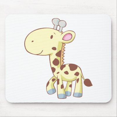 Cute Cartoon Baby Giraffe Shirts Mouse Pads by graphicdesigner