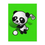 Cute Cartoon Baby Panda Bear Golfing Postcards