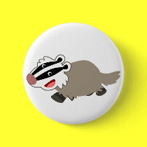 Cute Cartoon Badger Button Badge