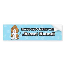 Cute Cartoon Basset Hound Bumper Sticker