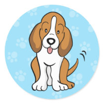 Cute Cartoon Basset Hound Sticker