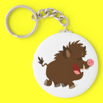 Cute Cartoon Beaming Wild Boar Keychain