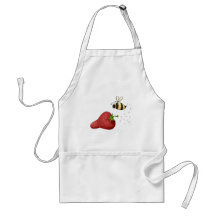 Cute Cartoon Bee and Fruity Strawberry Design Aprons