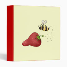Cute Cartoon Bee and Fruity Strawberry Design Vinyl Binder