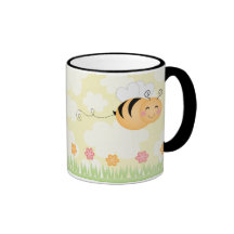 Cute cartoon bee and hive flowers coffee mug