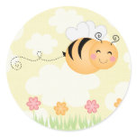Cute cartoon bee and hive flowers sticker